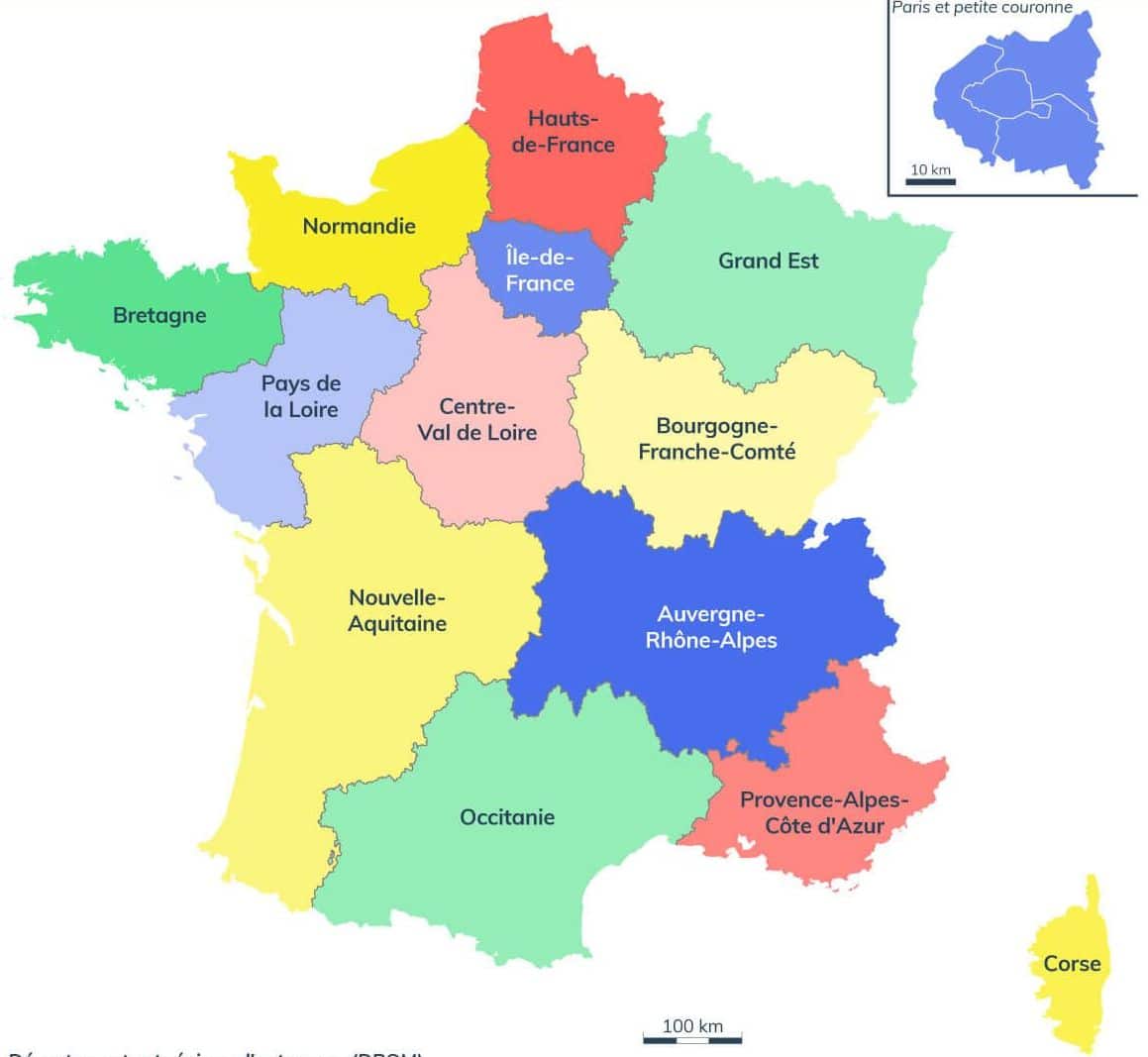 Region de france. Carte de France Regions. 13 Regions de France. Регионы Франции. Регионы Франции на карте.