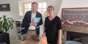 Didier Le Gac avec Pascale Arnault, Secrétaire générale CFDT Interco du Finistère.